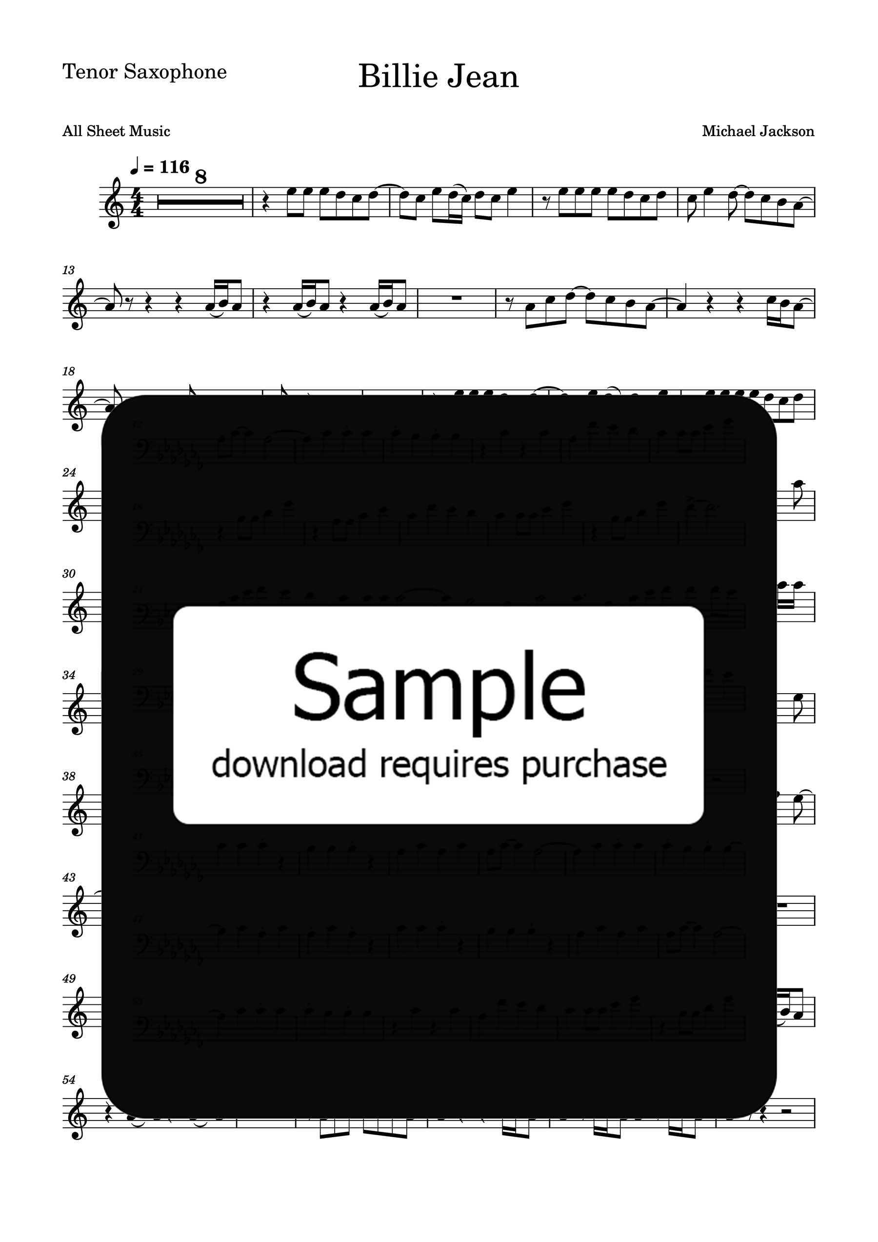 Billie Jean Tenor Saxophone